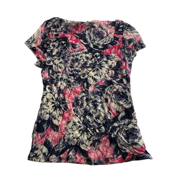 Floral Ruched Stretch Top Pink Navy INC International Concepts XL - Picture 5 of 5